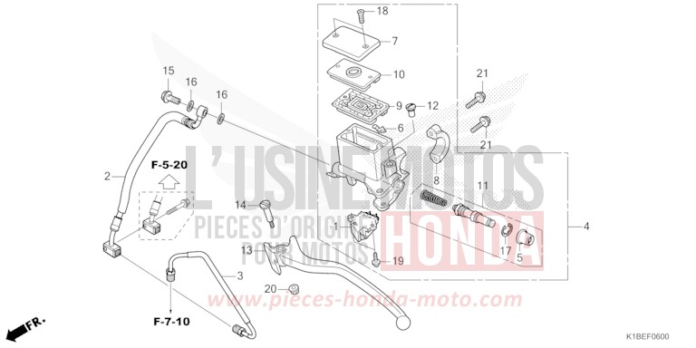 REAR BRAKE MASTER CYLINDER for Forza 350 MAT ROBUST GRAY METALLIC (NHC74) from 2023